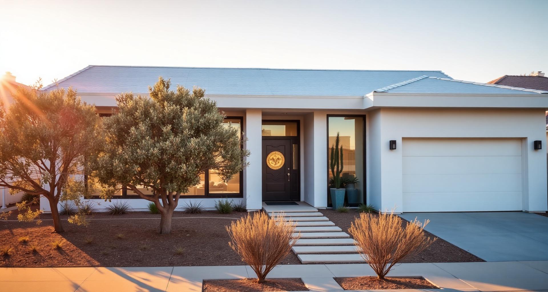 Modern California home with reflective cool roof and energy-efficient windows